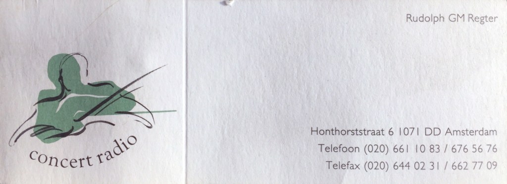 Concert Radio visitekaartje Rudolph Regter