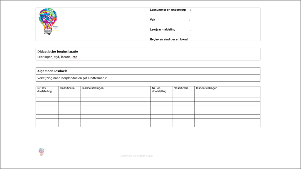 Lesontwerpen in detail per les.