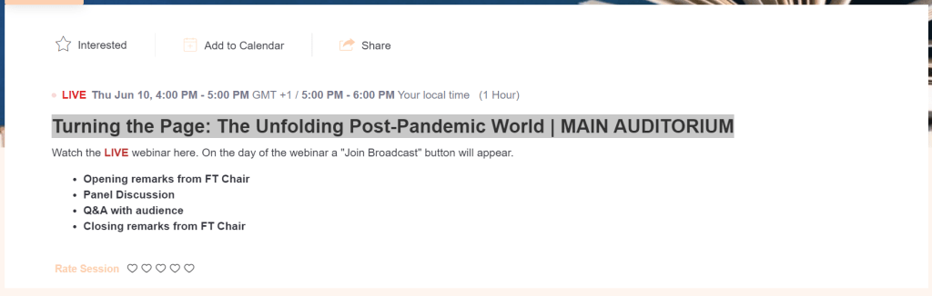 Screendump van FT event Turning the Page