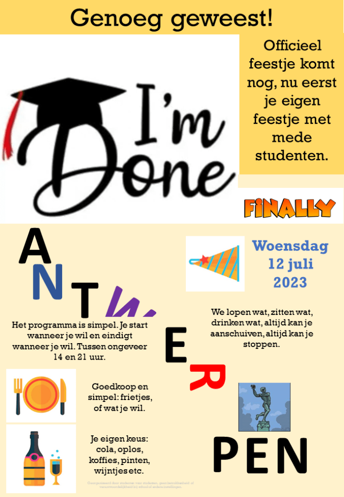 Uitnodiging diplomafeestje Antwerpen 2023