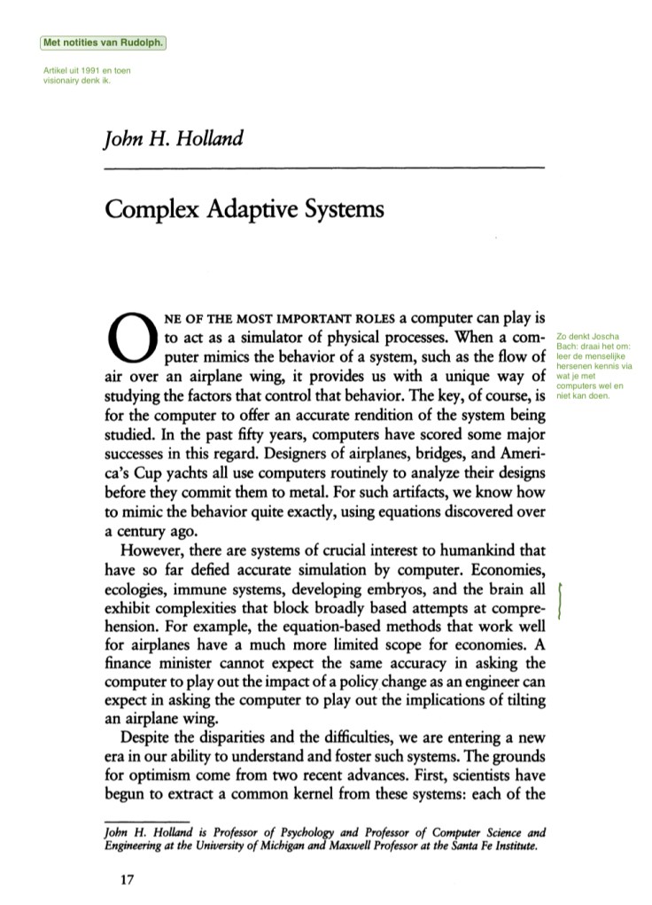 John H Holland - Complex Adaptive Systems - 1